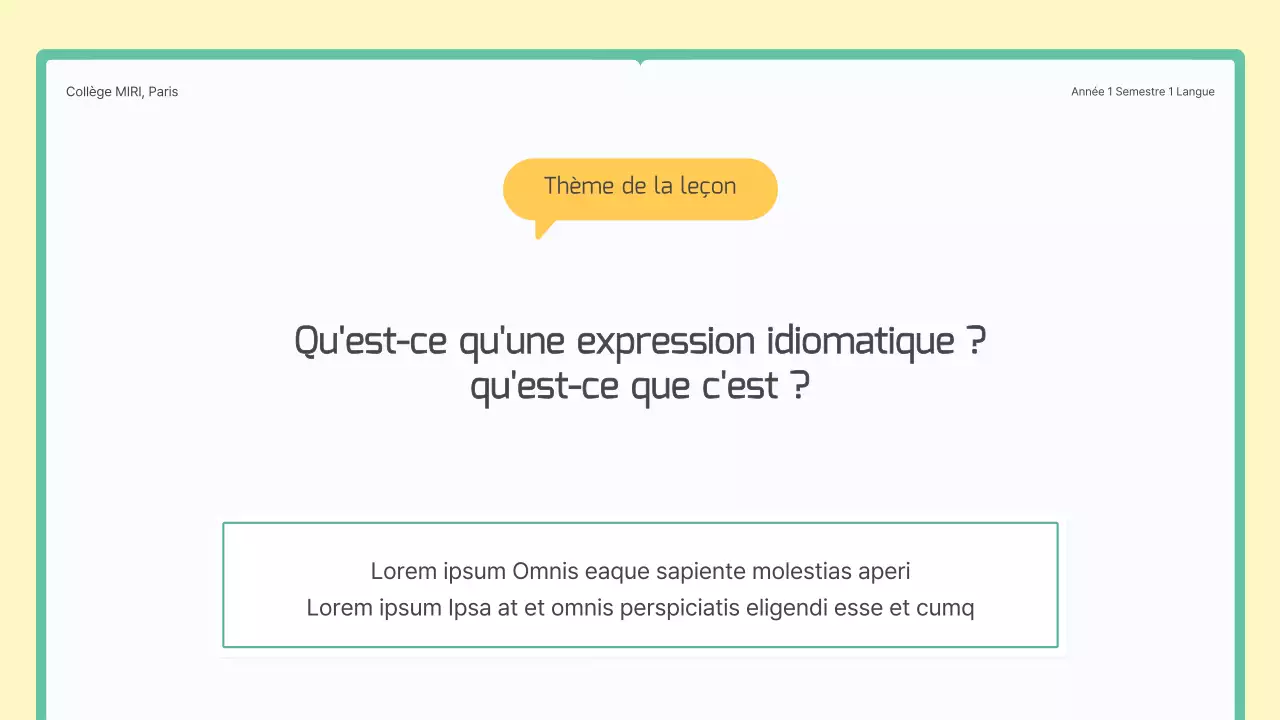 Leçon sur le concept du livre vert et jaune pour les expressions idiomatiques coréennes de l'école secondaire