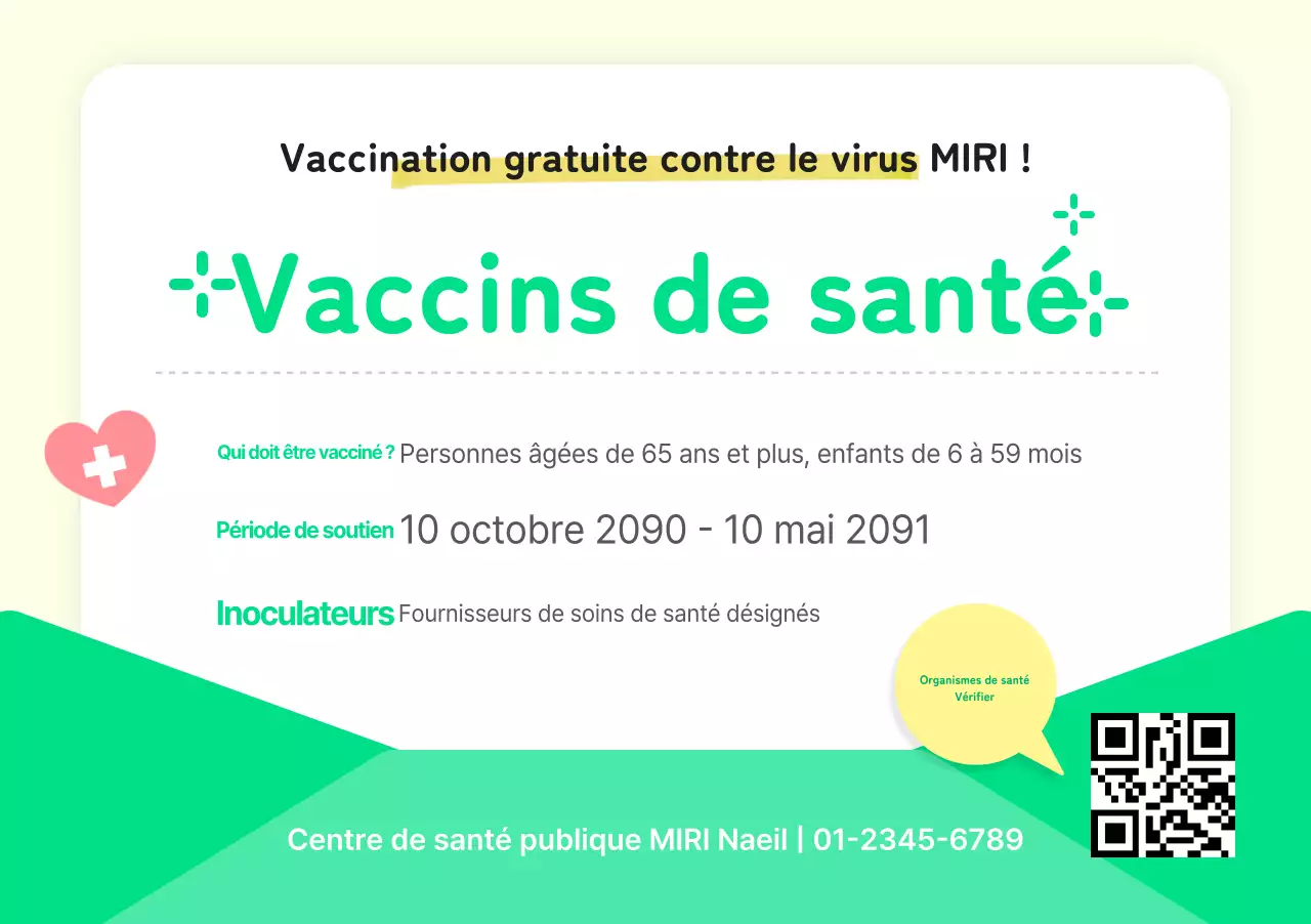 Avis de vaccination sanitaire jaune et vert