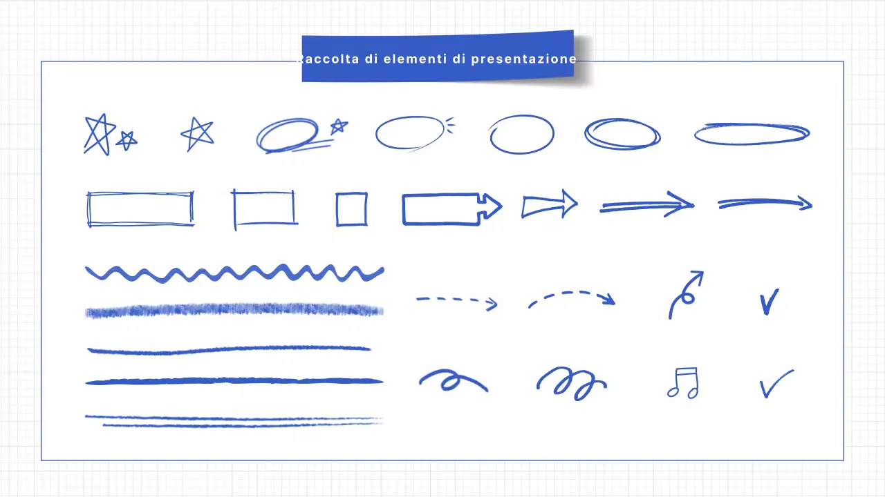 Elementi di calligrafia semplice in blu Risorse per le lezioni