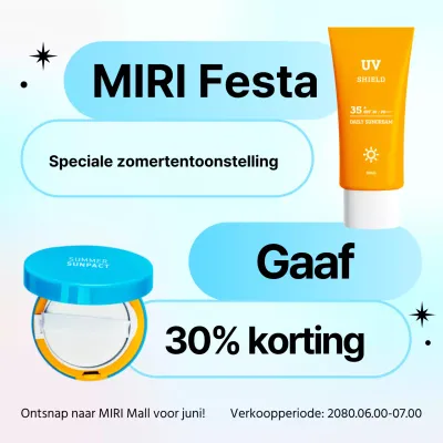 Promoot een eenvoudige zomertentoonstelling in lichtblauw