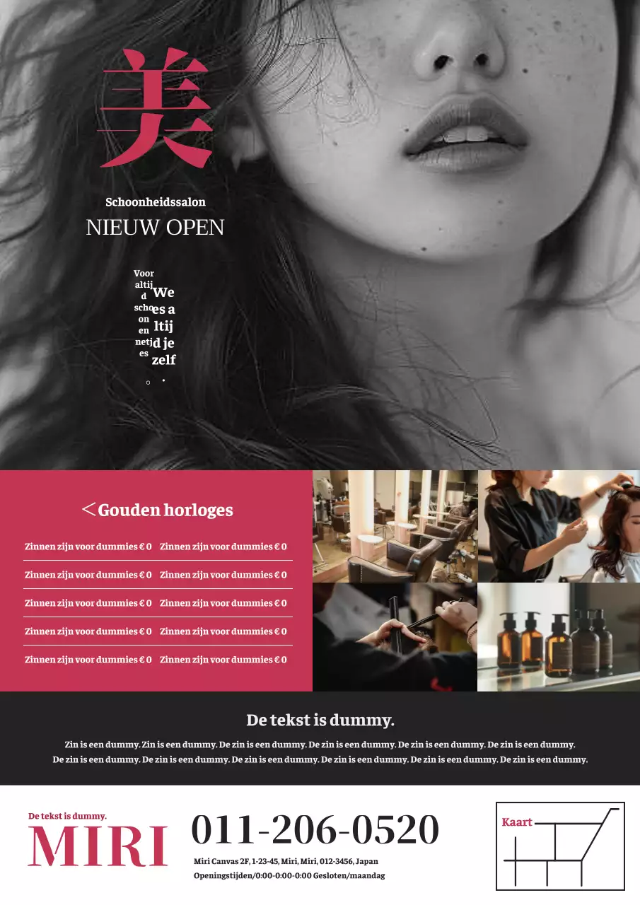 Een strakke en moderne kappersadvertentie in rood en zwart