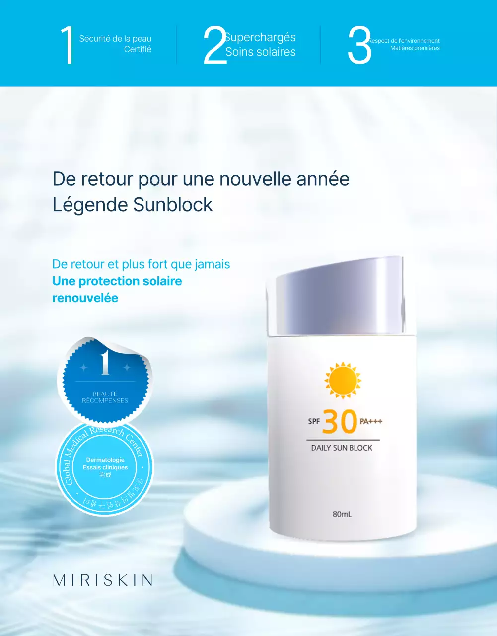 Promouvoir les crèmes solaires saisonnières d'été dans des tons menthe et bleu clair très tendance