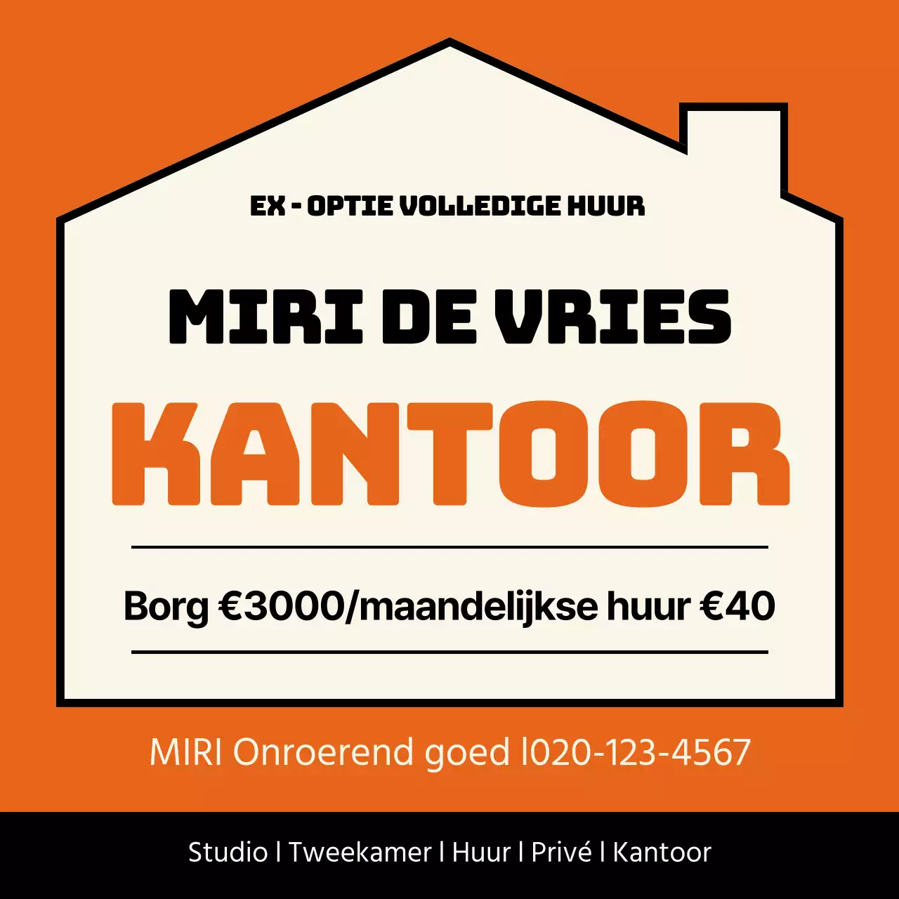 Advertenties voor onroerend goed te koop oranje en zwart gemarkeerd