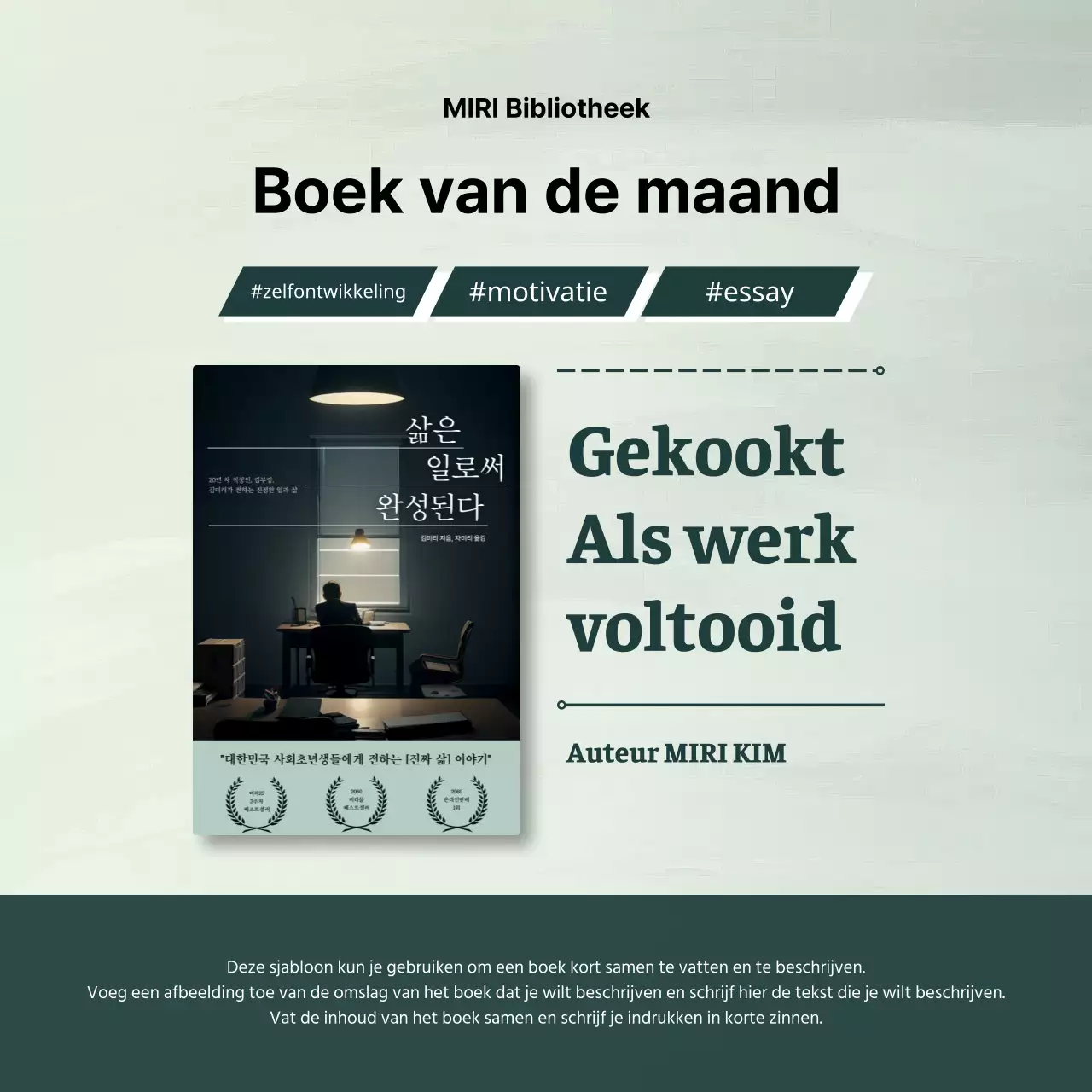 Aankondiging van de introductie van een modern boek in groen en kaki