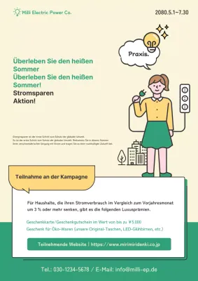 Eine einfache grün-gelbe Sommerkampagne zum Schutz der Umwelt