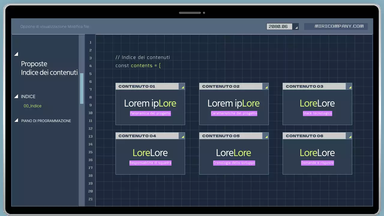 Prospetto del programma di codifica per sviluppatori in stile cyber in blu navy e giallo