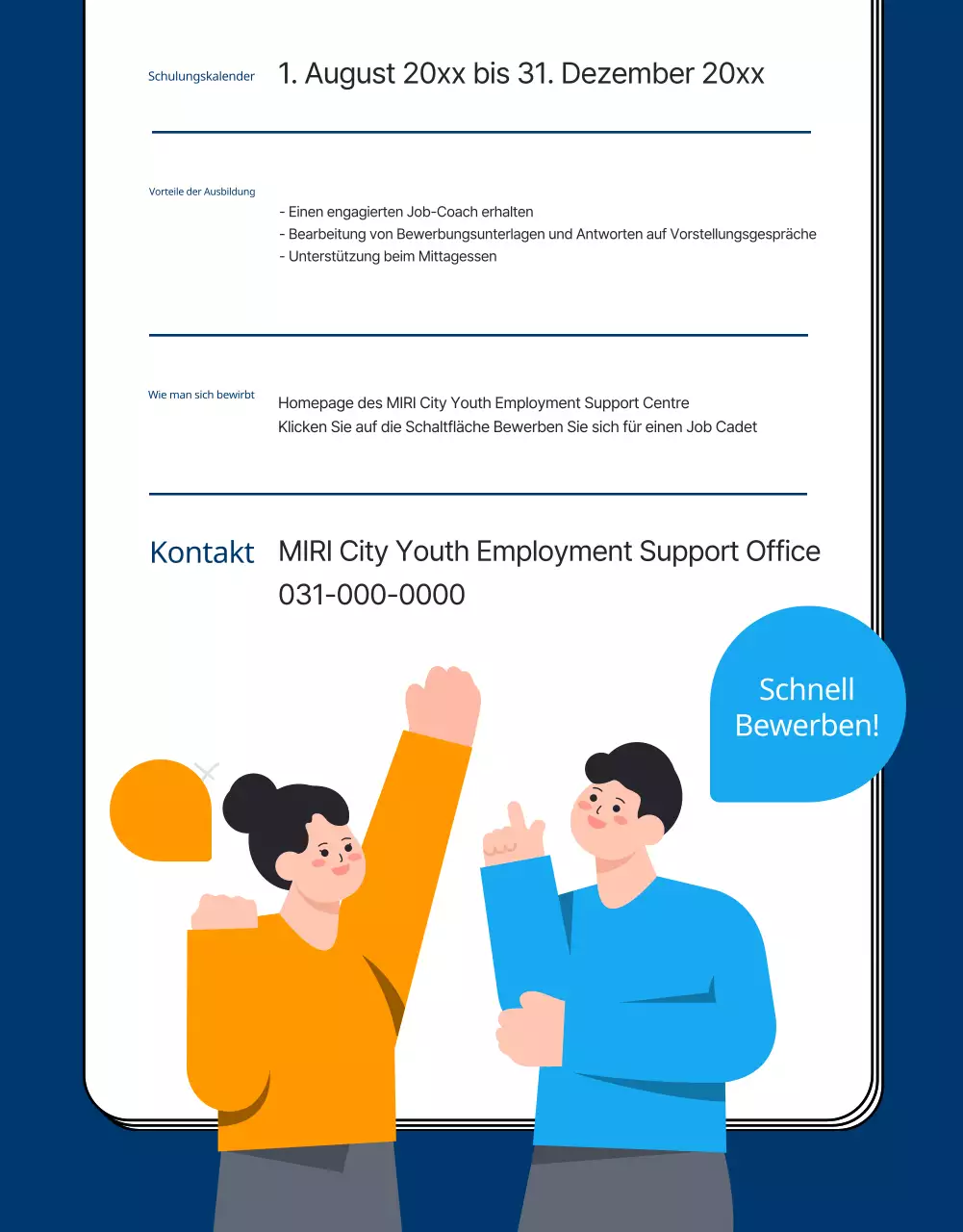 Förderung einer marineblauen Jugendbeschäftigungsakademie