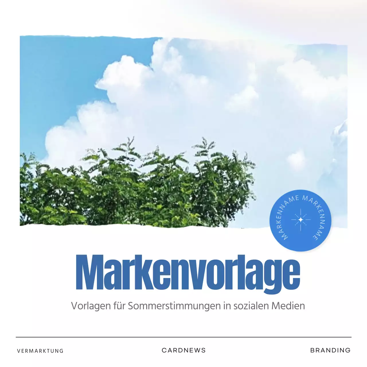 Einfaches Sommer-Markenmarketing in Blau