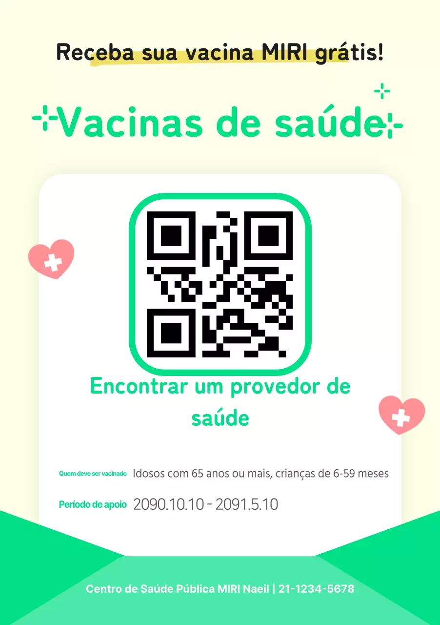 Avisos de vacinação sanitária amarelos e verdes