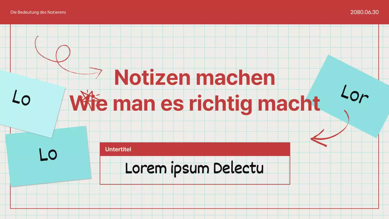 Ein Leitfaden für einfache Notizen in Hellblau und Blau