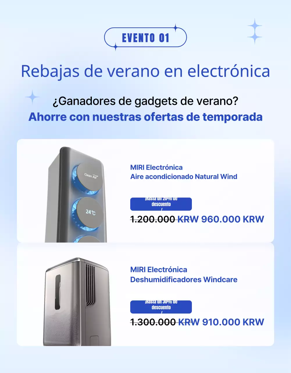 Promueva un escaparate veraniego con los colores de moda azul y azul claro