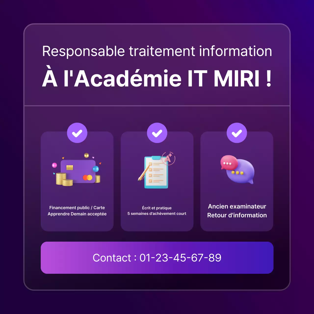 Une simple annonce de qualification en violet et noir
