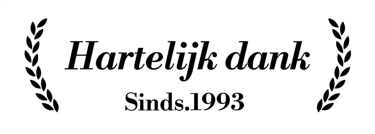 Een stijlvol bedankbriefje met lauwerkransen en schreefletters