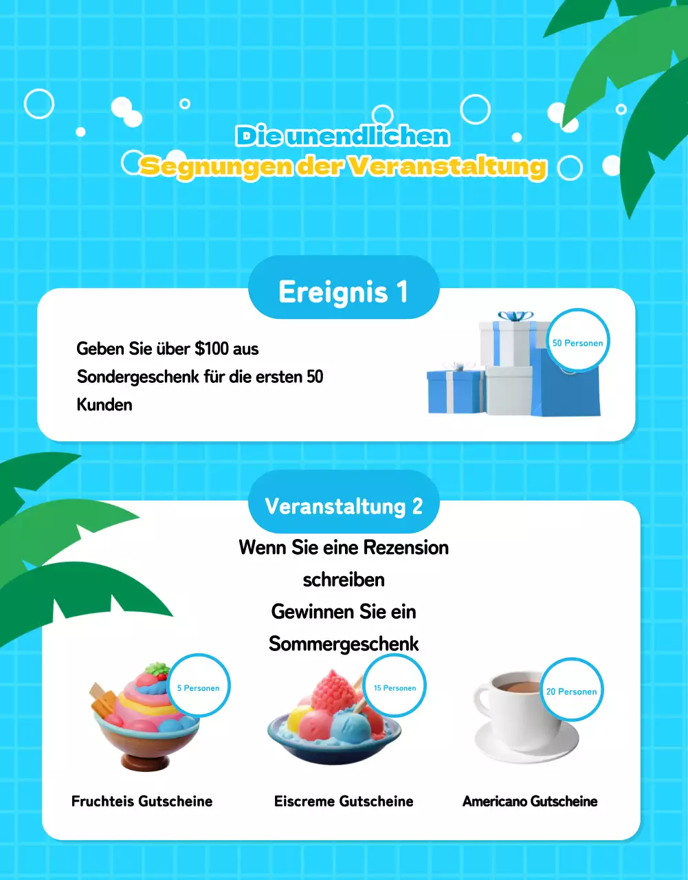 Eine hübsche Sommeraktion in Hellblau fördern