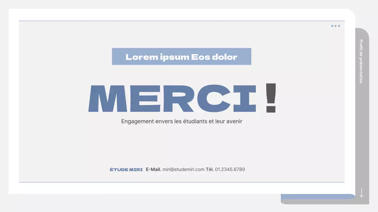 Un prospectus scolaire simple en gris et bleu