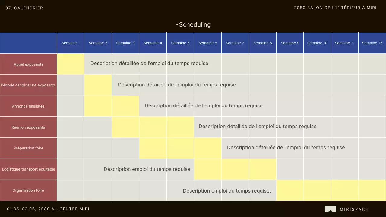 Promouvoir l'appel à participation des entreprises au salon de l'intérieur moderne brun et bleu