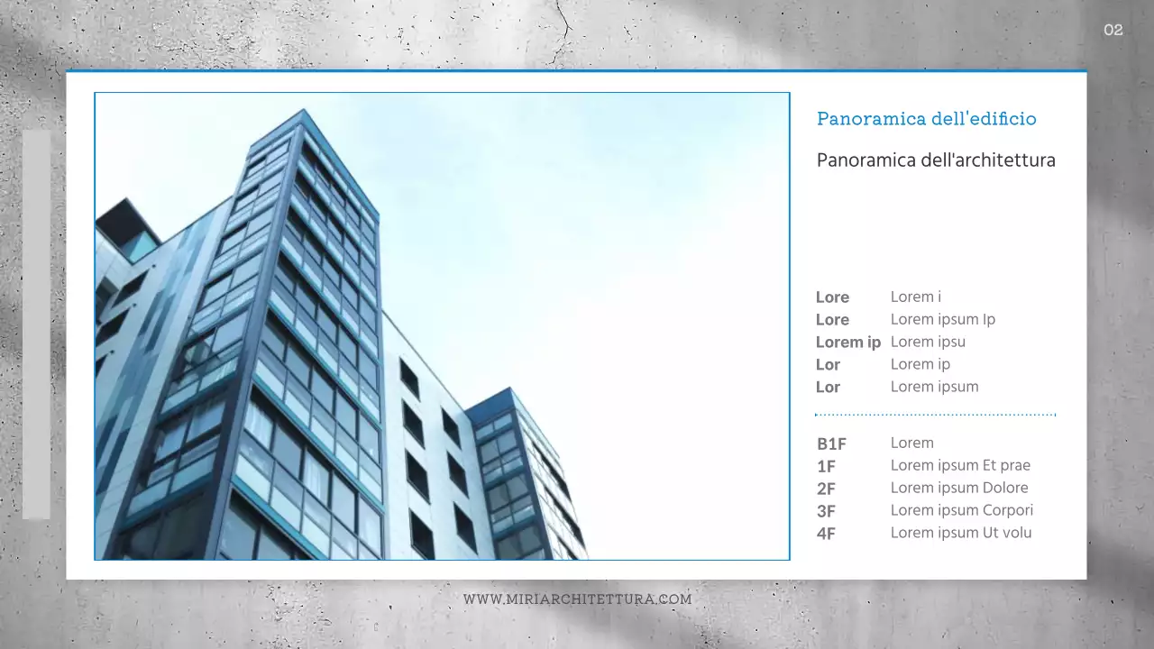 Briefing di design architettonico semplice in blu e grigio