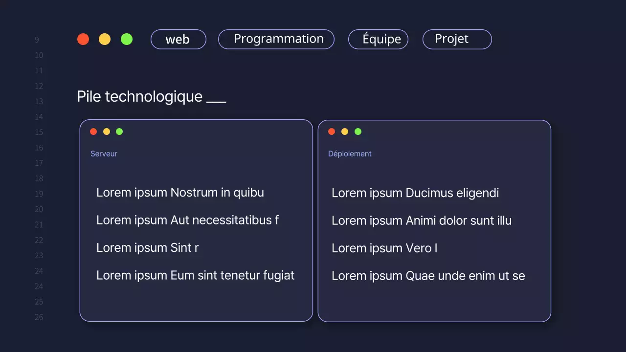 Une simple proposition de projet d'équipe de développement en bleu marine
