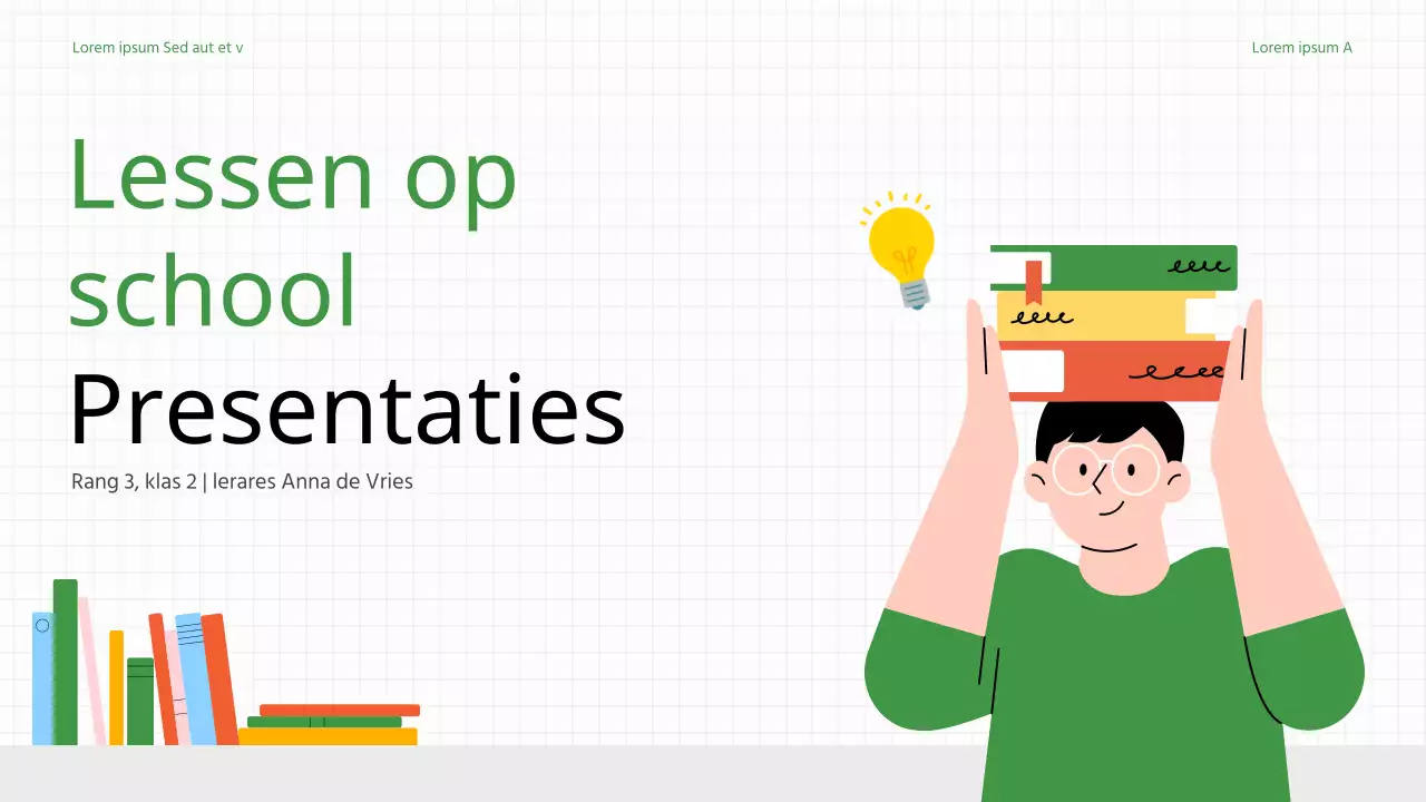 Eenvoudig groen en wit lesplan voor schooljuf