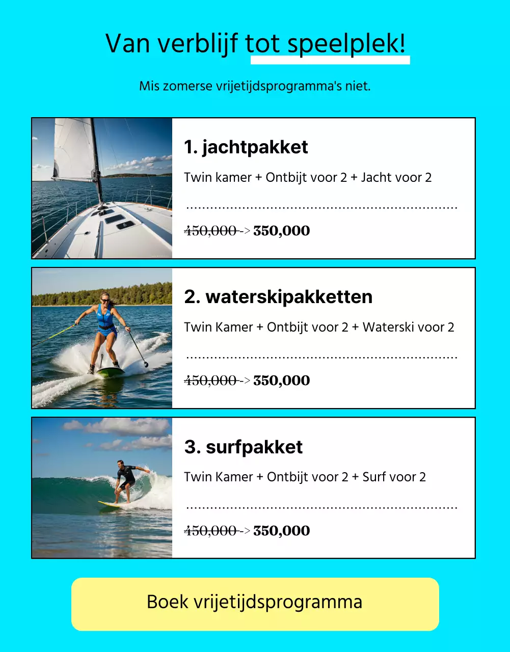 Adverteer hotelaanbiedingen met knallen van geel en lichtblauw