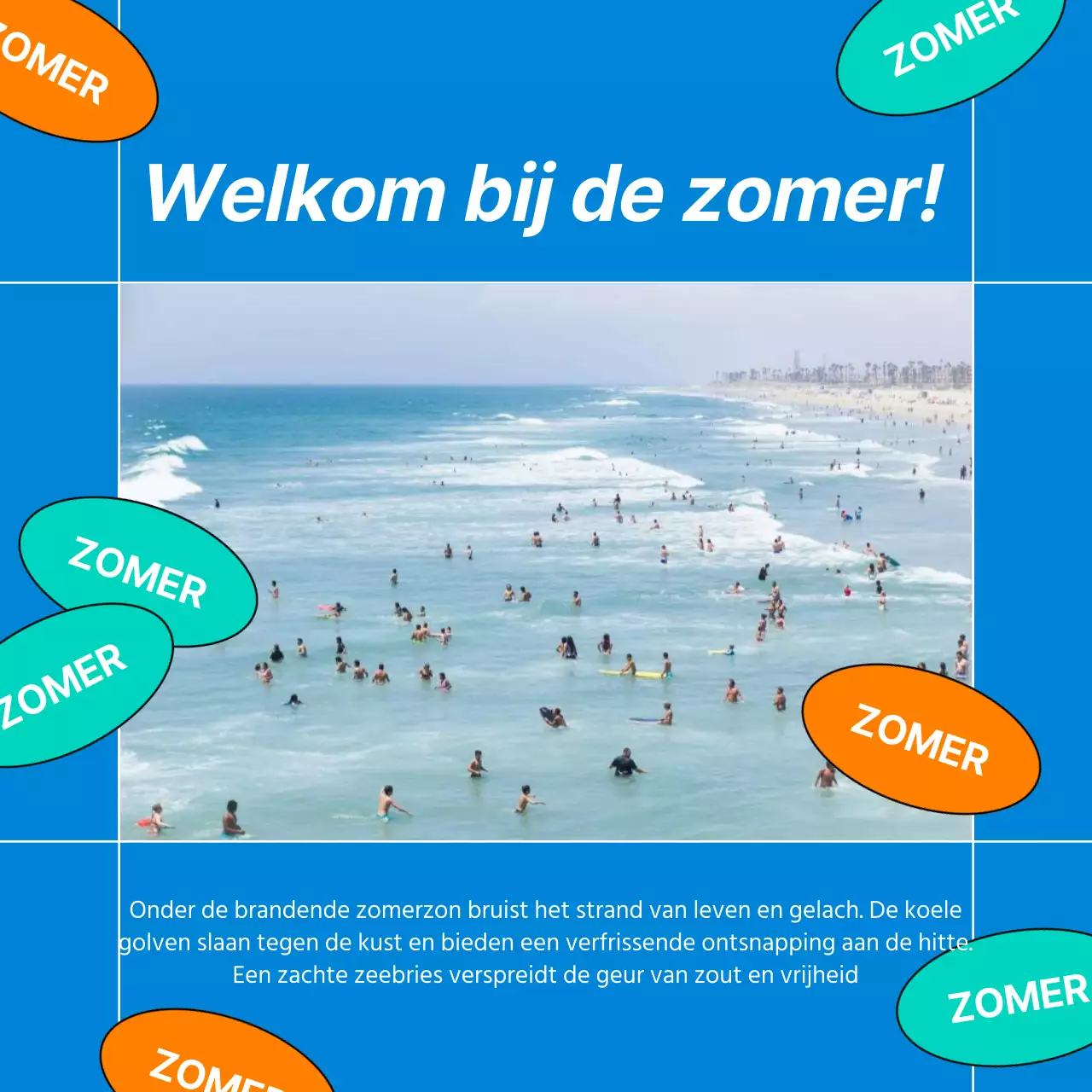 Zomerse zeeën on trend in blauw en oranje post