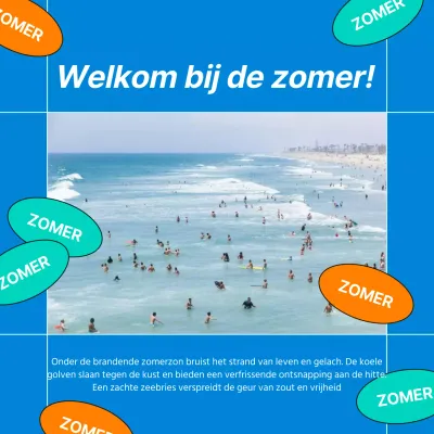Zomerse zeeën on trend in blauw en oranje post
