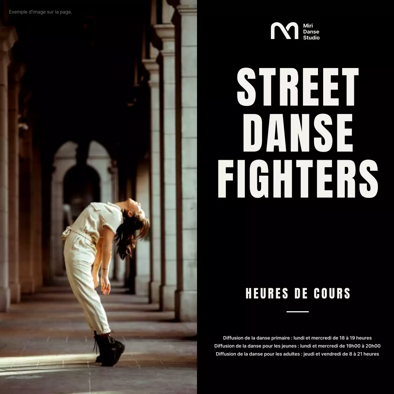 Promouvoir les cours de danse moderne en noir et blanc