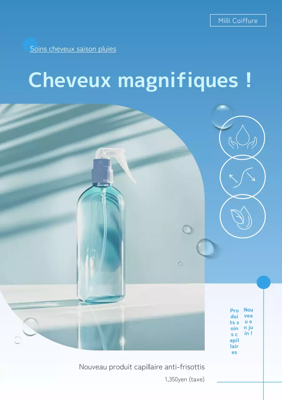Promouvoir des produits de soins capillaires simples pour la saison des pluies, en bleu et bleu ciel