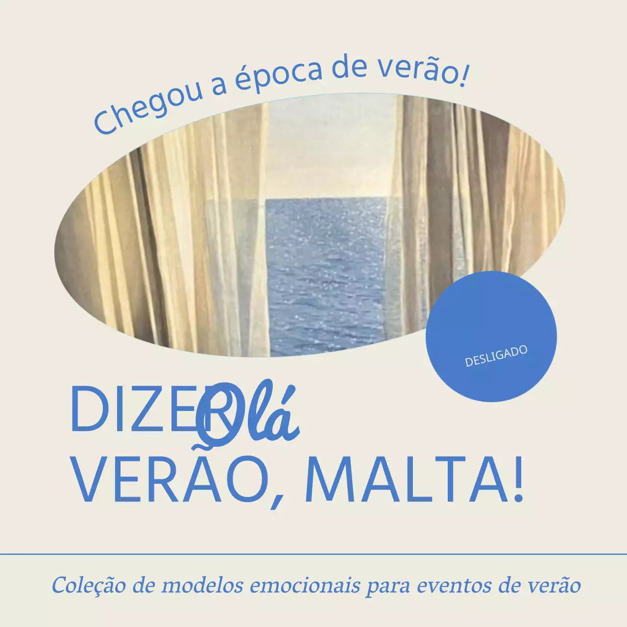 Um anúncio simples de saldos de verão em azul claro e azul