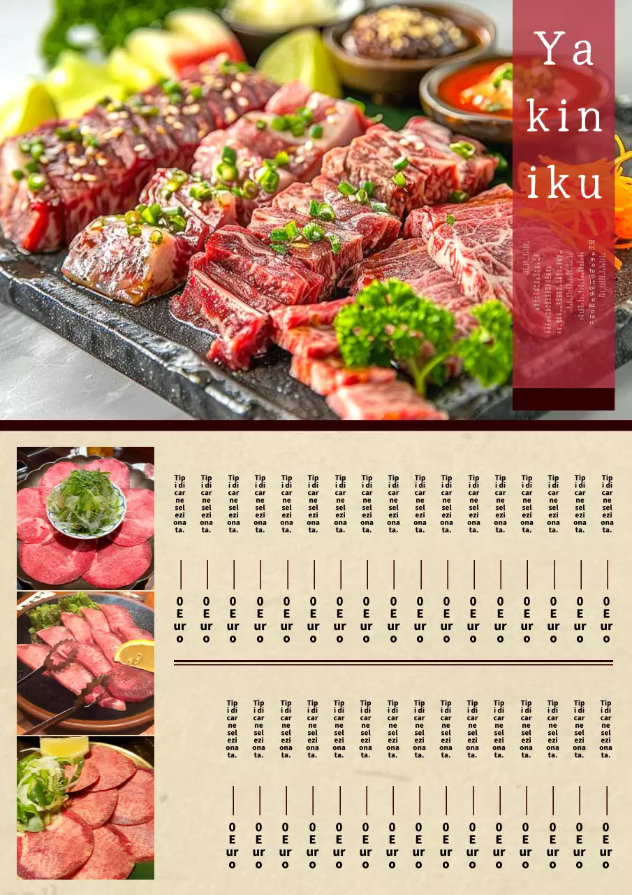 Menu della macelleria tradizionale e rustica della Costa d'Avorio