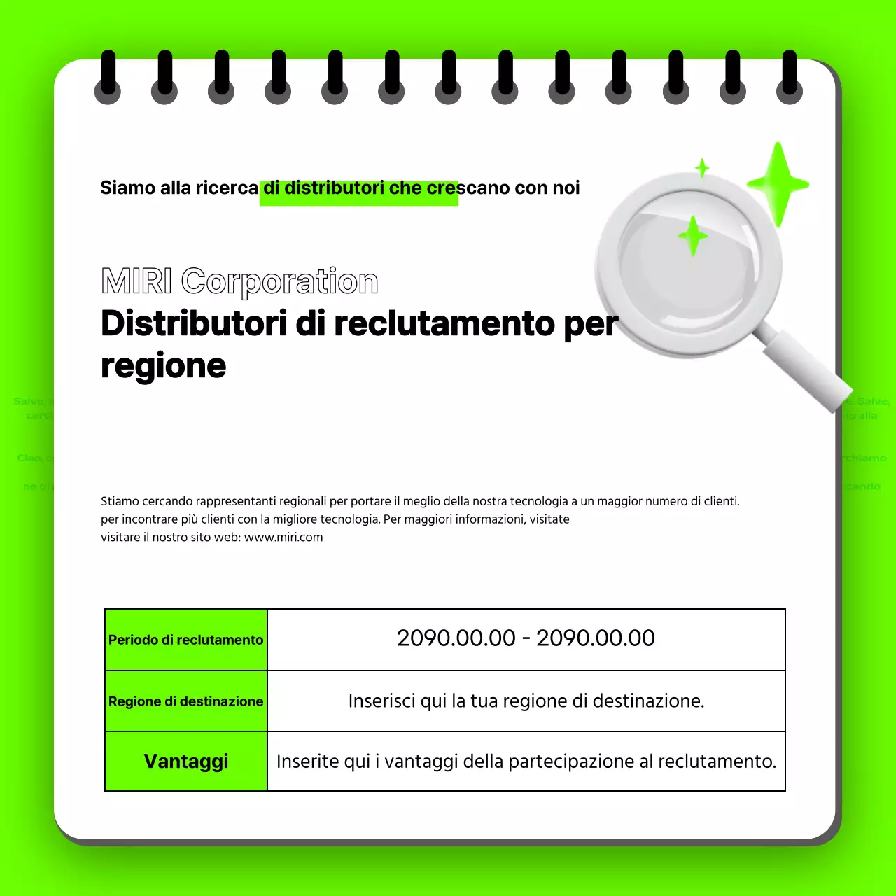 Un'agenzia di reclutamento kitsch in colori fluorescenti e in bianco e nero