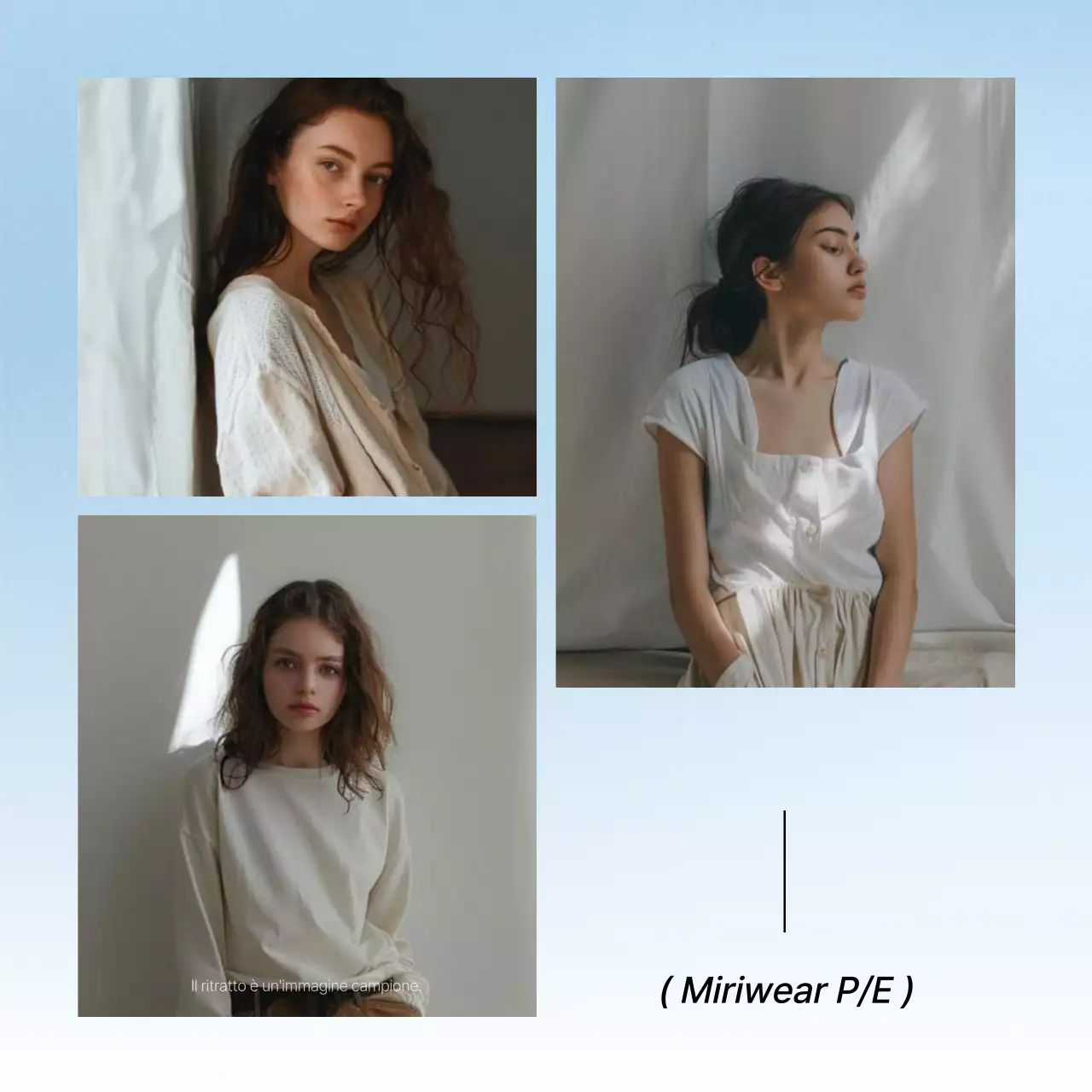 Promuovete un layout fotografico di moda di tendenza in blu e bianco