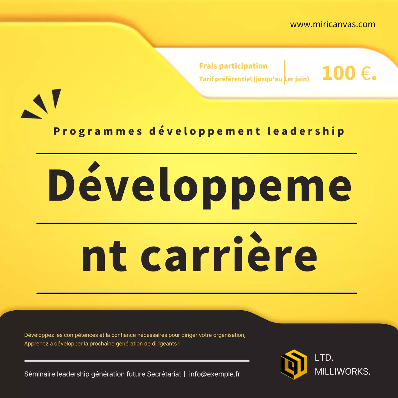 Promouvoir un séminaire de développement du leadership en jaune et noir