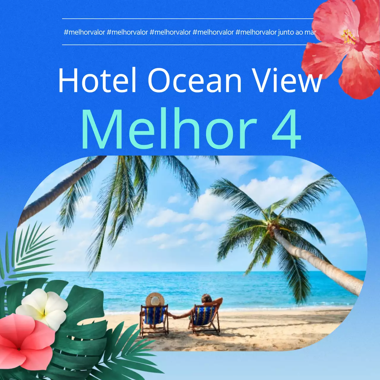 Promova o seu hotel tropical em azul e azul claro