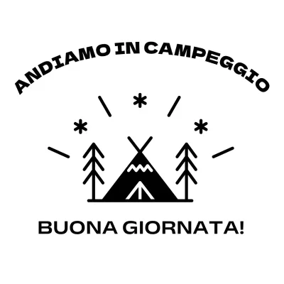 Campeggio luminoso e allegro con illustrazioni del campeggio
