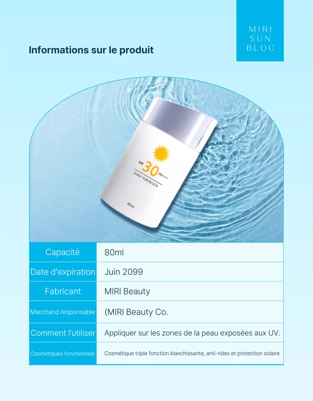 Promouvoir les crèmes solaires saisonnières d'été dans des tons menthe et bleu clair très tendance