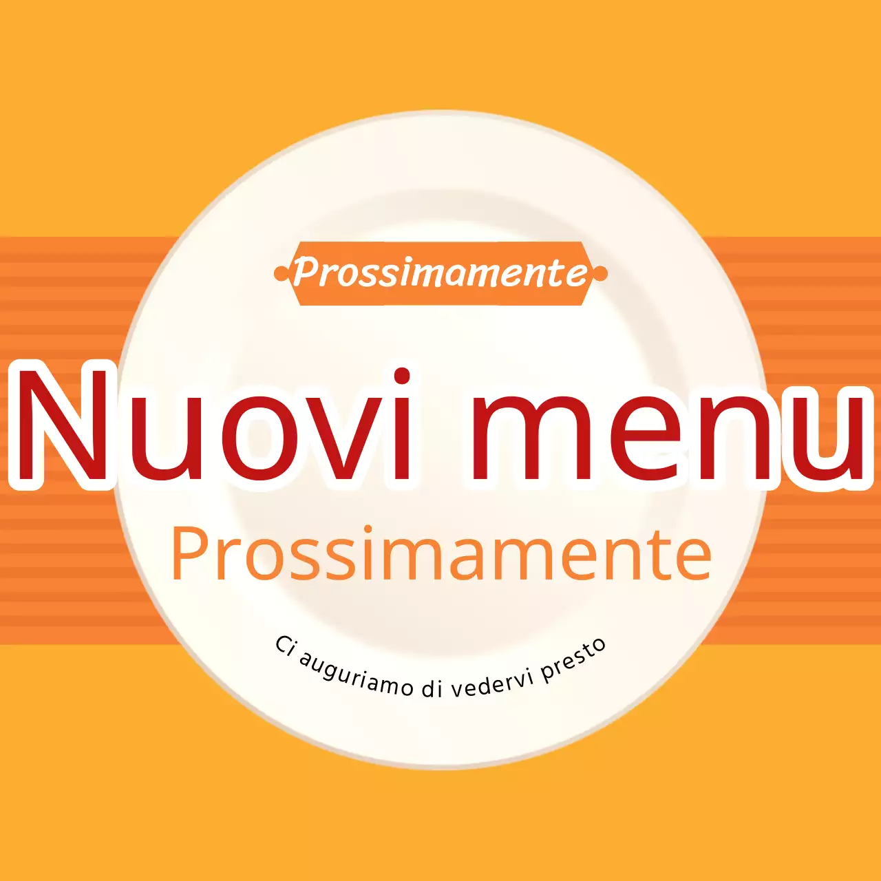 Promuovere l'imminente lancio di un nuovo menu con semplici colori rossi e arancioni