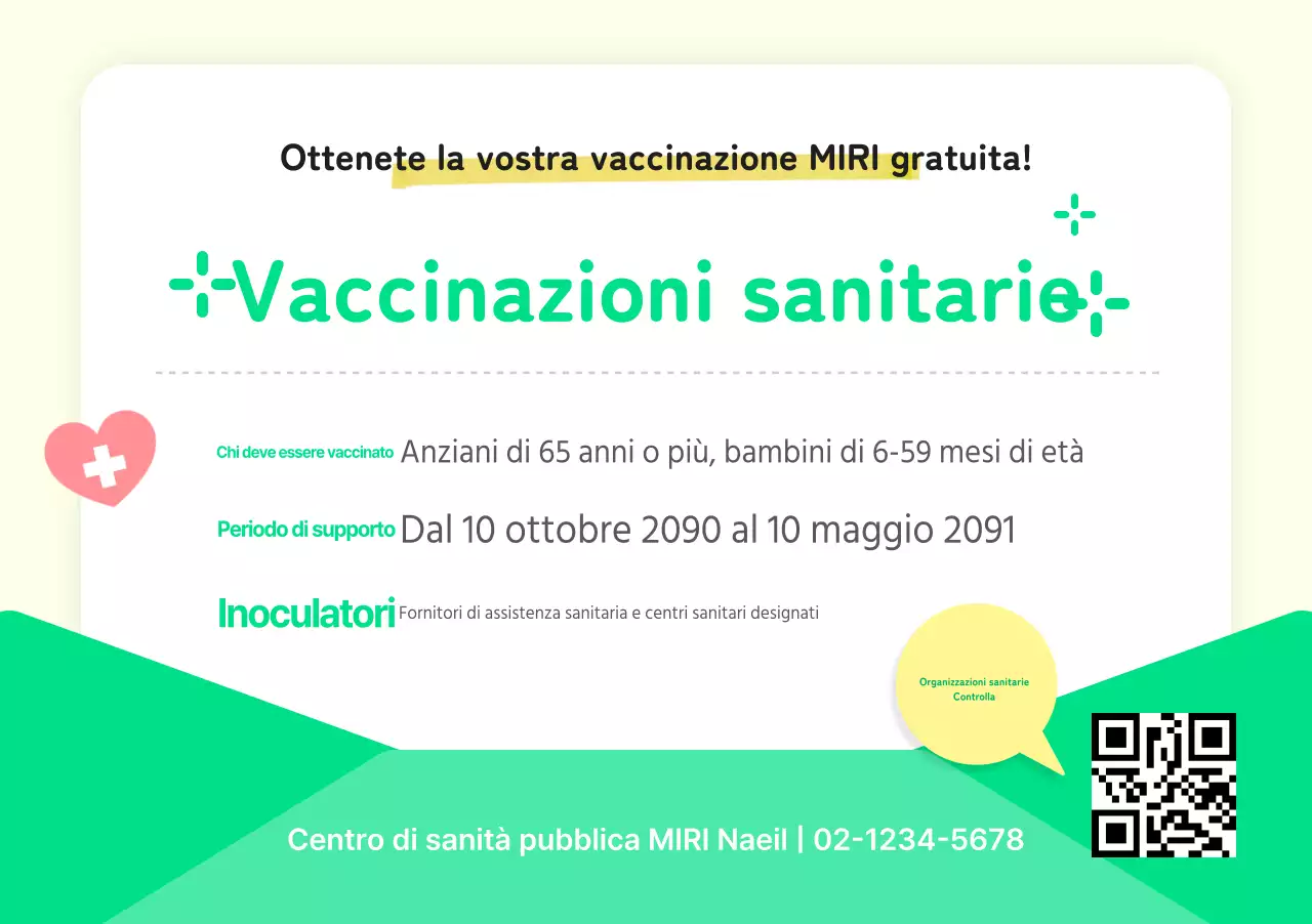 Avvisi di vaccinazione sanitaria gialli e verdi