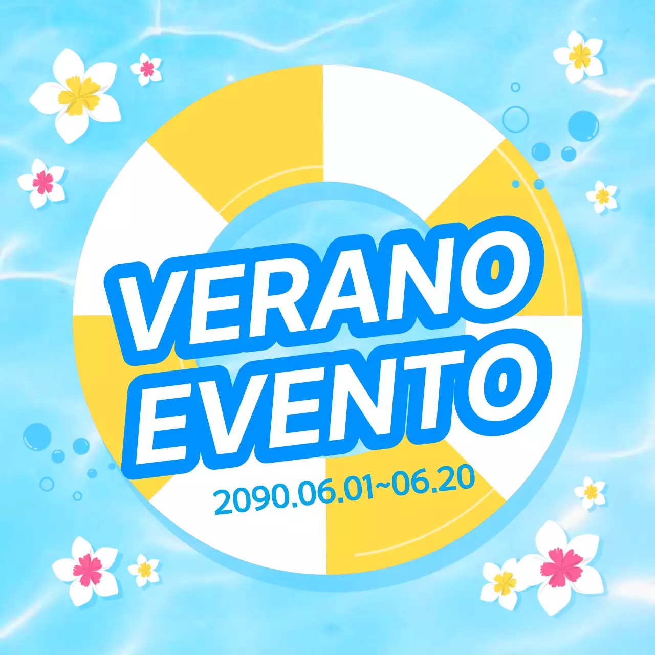 Una colección de miniaturas de eventos veraniegos de tendencia en azul claro y azul