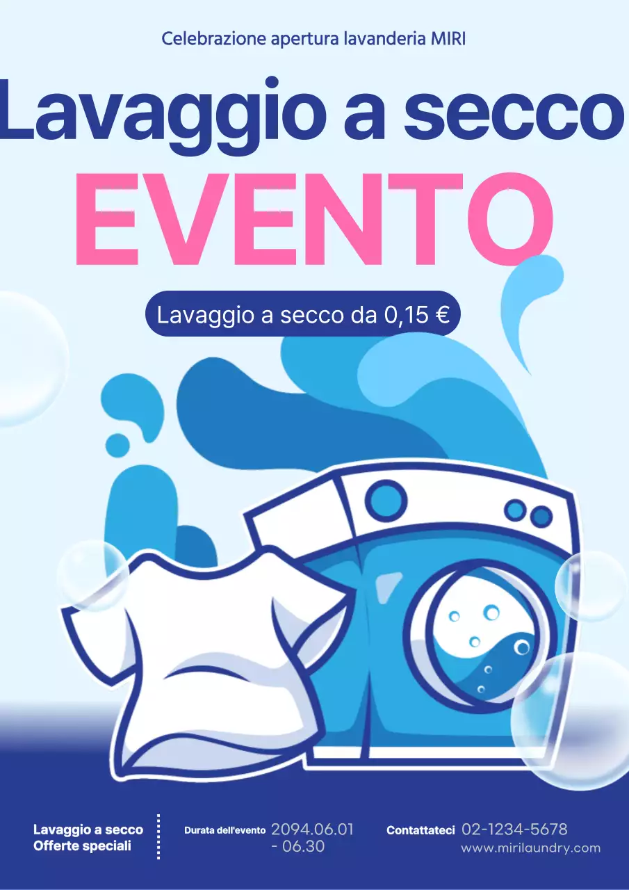 Promuovere sconti sul lavaggio a secco con una semplice combinazione di colori rosa e azzurro