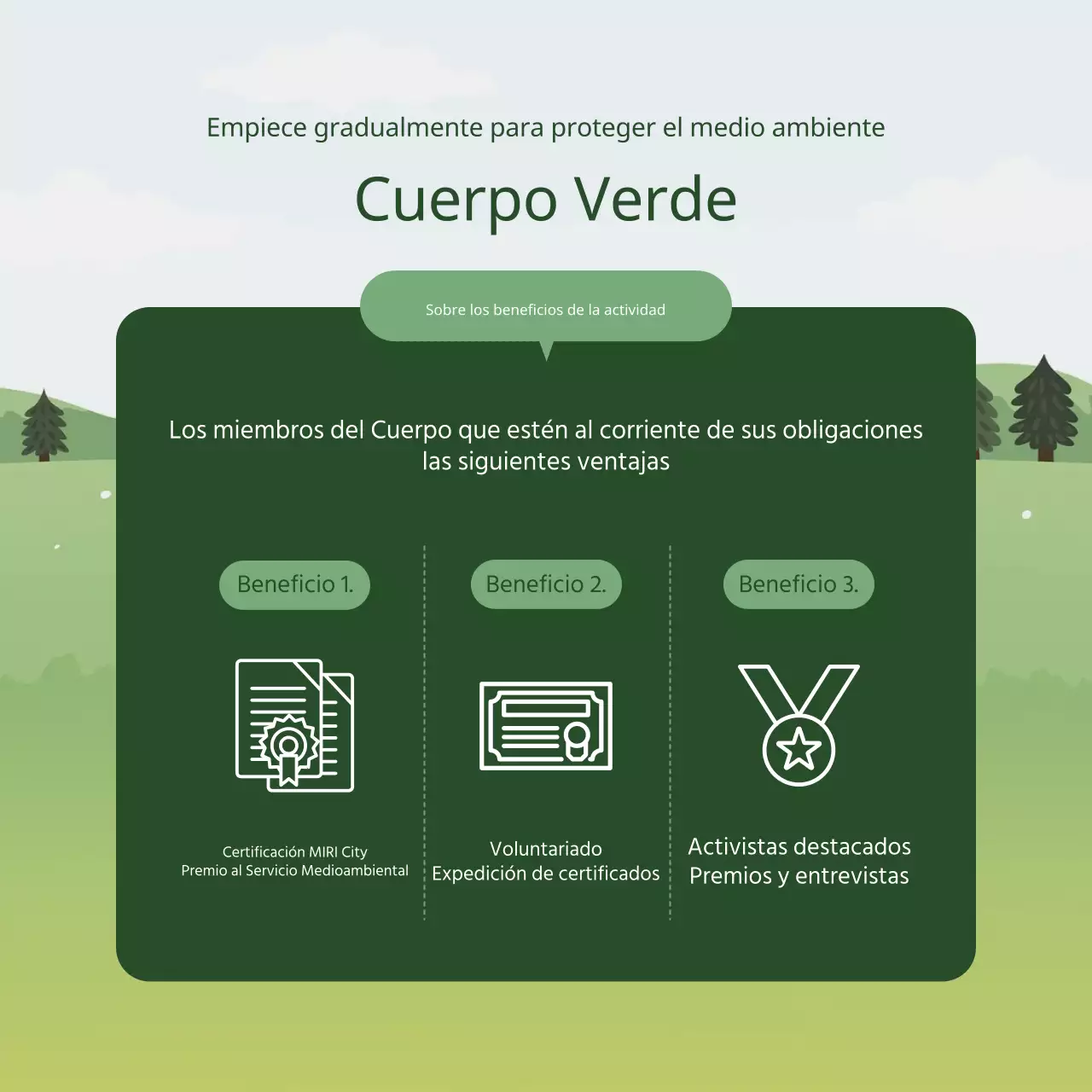 Una sencilla descripción verde y blanca de la contratación de estudiantes universitarios voluntarios