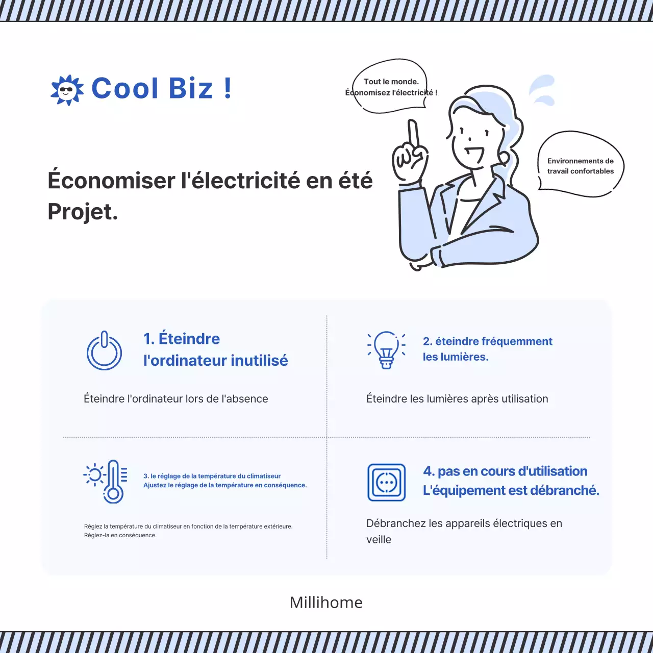 Écriture collaborative simple, blanche et bleue, à économie d'énergie