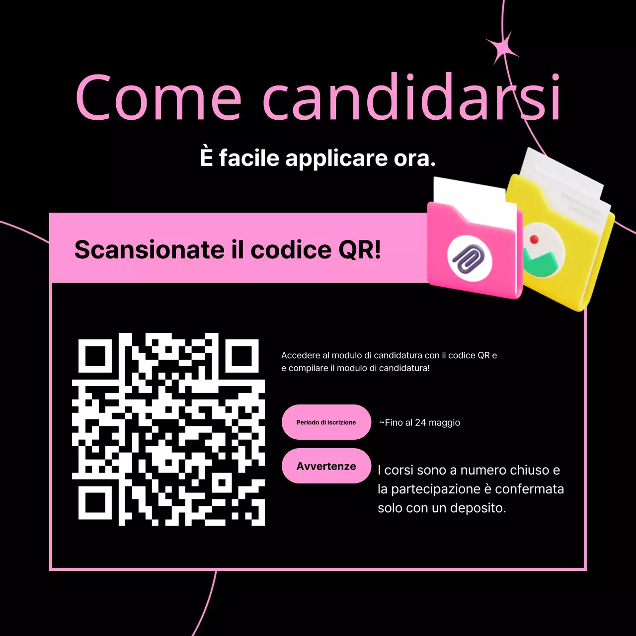 Promuovere un corso di video editing kitsch in rosa e nero