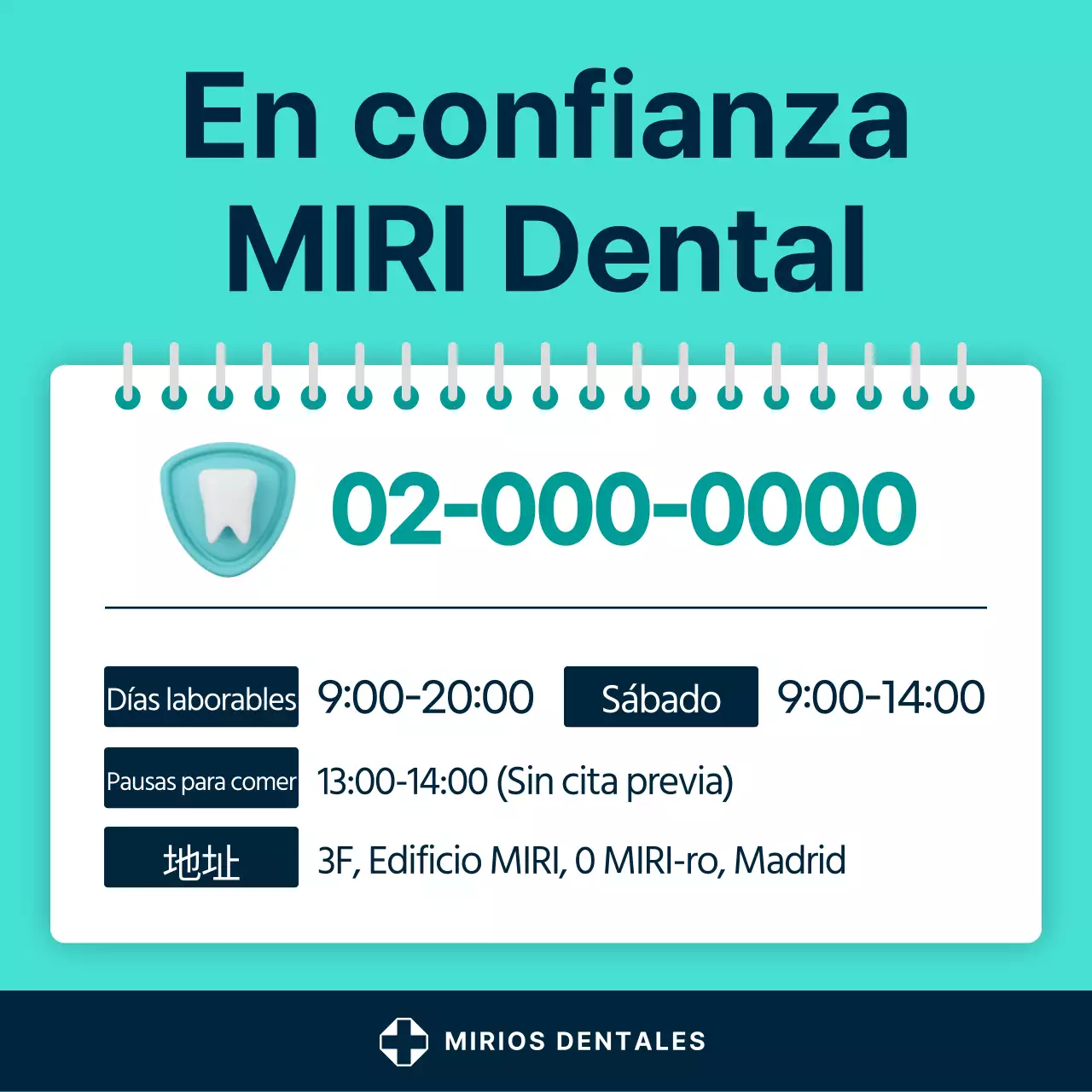 Un sencillo post promocional dental en blanco y menta