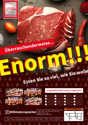 Anzeige für ein Fleischwarengeschäft mit einfacher, fetter Schrift in Braun