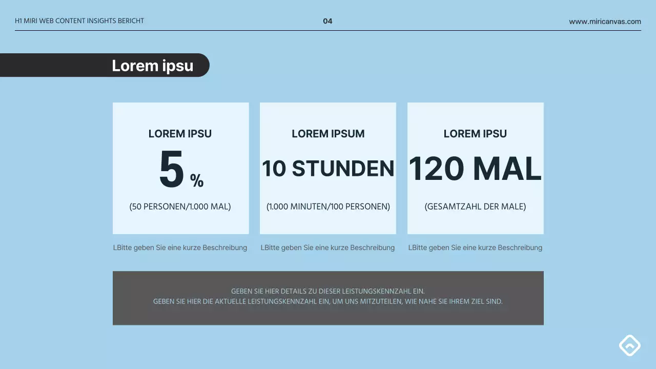 Ein einfacher Insights-Bericht in Grau und Hellblau