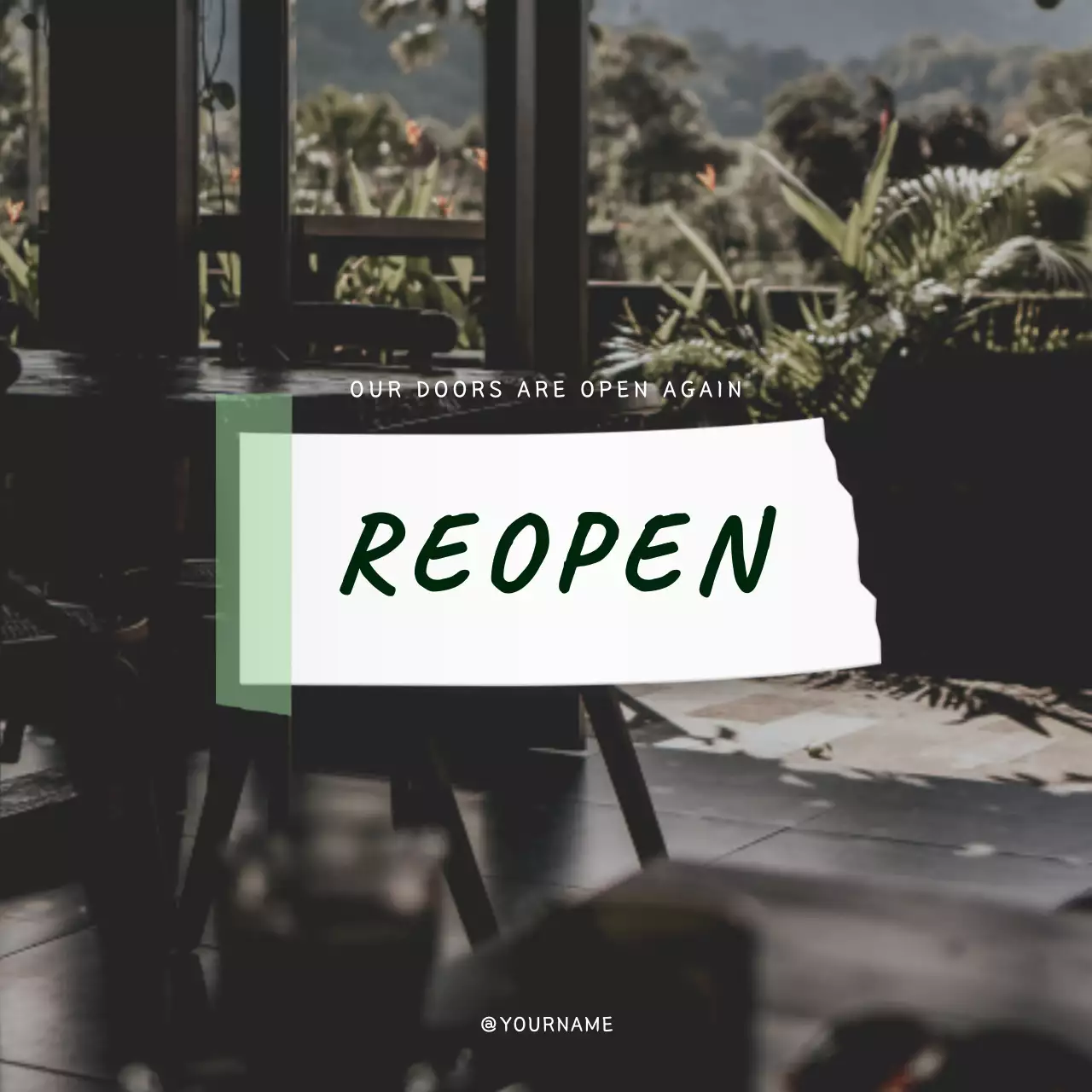 Green Minimal Restaurant Announcement Social Media Post