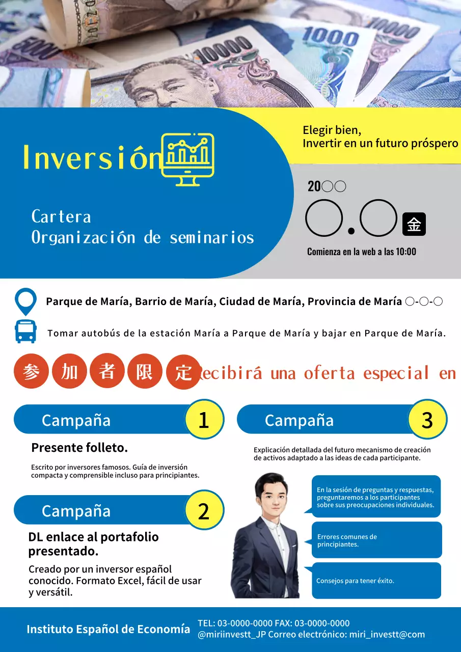Organizar un seminario básico de inversión en azul