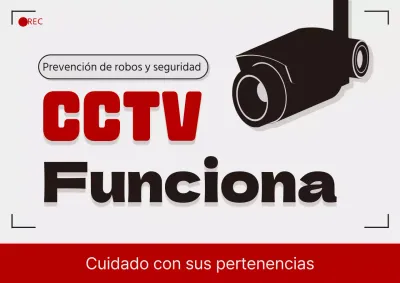 Un simple aviso rojo y negro de instalación de CCTV