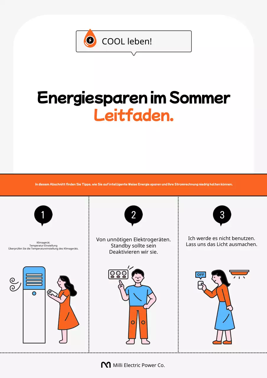 Eine einfache orange-schwarze Energiespar-Kooperationskampagne!
